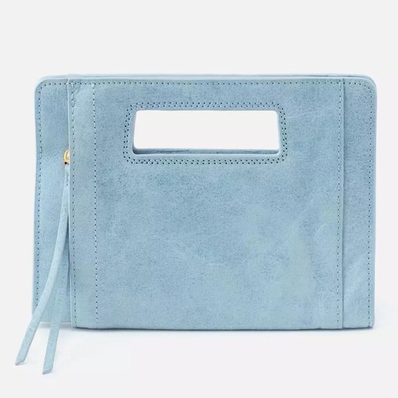 NWT New Hobo Ace Clutch Blue Topaz Leather Retired Rare